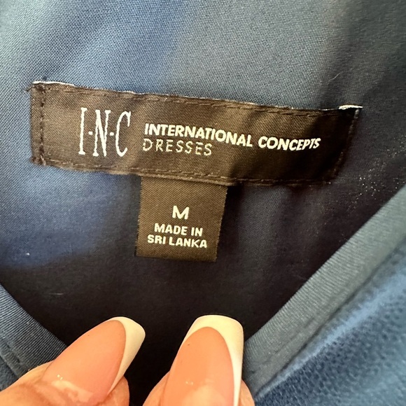 INC Blue Chiffon Tie-Back Dress | Size M - Picture 6 of 8